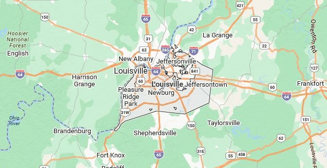 Map of Louisville, Kentucky