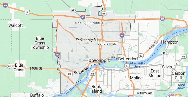 Map of Davenport, Iowa